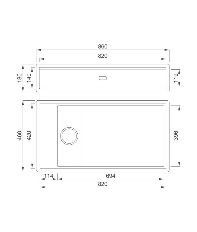 Kích thước chậu rửa bát đá Malloca MYST K83S – MYST K83L